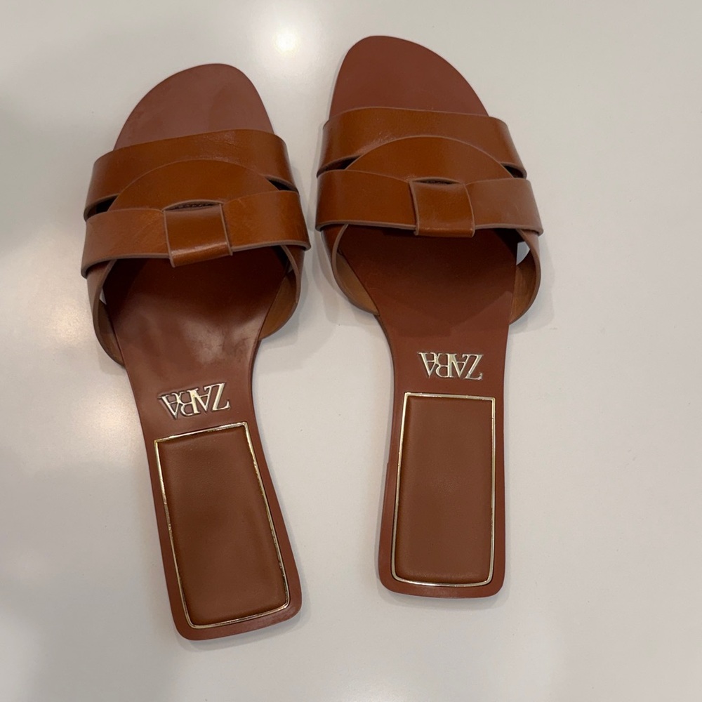 Zara Women's Brown Slide Sandals